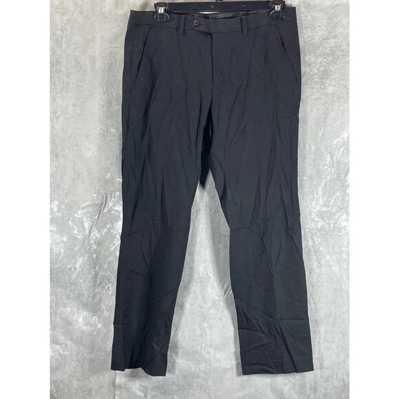 ALFANI Men's Solid Black Classic-Fit Stretch Flat Front Suit Pants SZ 34X30 - Picture 1 of 8